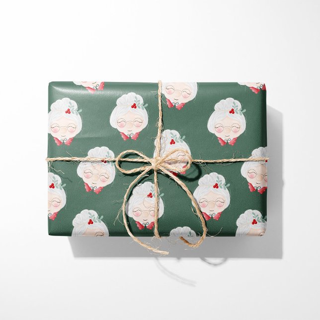 Frau Claus Faces Weihnachtswrapping Paper Geschenkpapier (Von Creator hochgeladen)