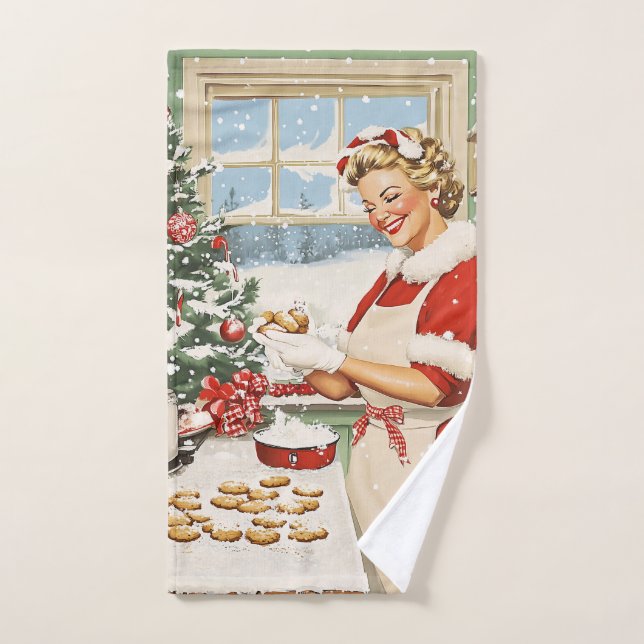 Frau Claus Holiday Baking Delight Badhandtuch Set (Handtuch)