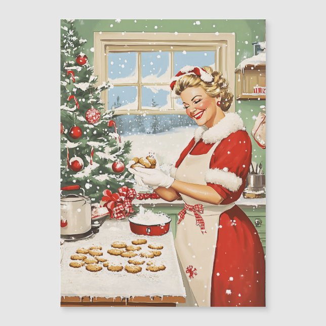 Frau Claus Holiday Baking Delight Magneteinladung (Vorderseite)