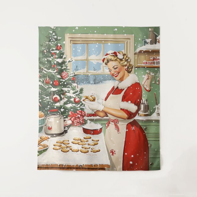 Frau Claus Holiday Baking Delight Wandteppich (Vorderseite)