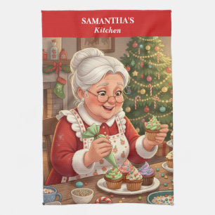 Frau Claus Holiday Cupcake Kitchen Handtuch