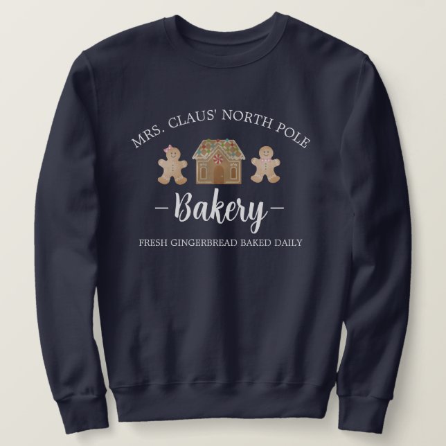 Frau Claus North Pole Gingerbread Bäckerei Weihnac Sweatshirt (Design vorne)