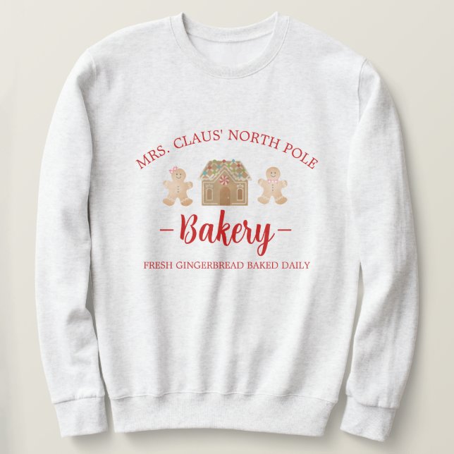 Frau Claus North Pole Gingerbread Bäckerei Weihnac Sweatshirt (Design vorne)
