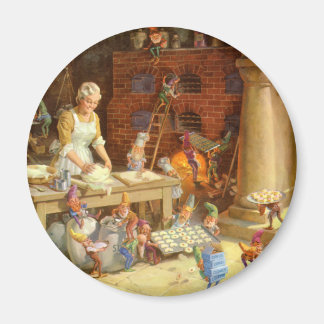 Frau Claus und die Elfen backen Weihnachtskekse Magnet