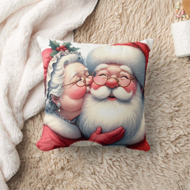 Frau Clause Kissing Weihnachten Kissen (Decke)