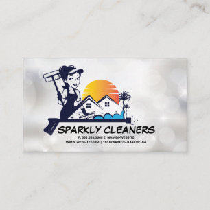 Frau Cleaner House Maid Zuhause-Logo Visitenkarte