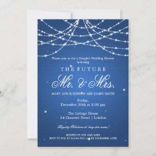 Frau Couples Shower Sparkling String Blue Einladung