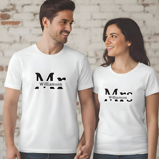 Frau | Damen Familienname Benutzerdefinierte Paare T-Shirt
