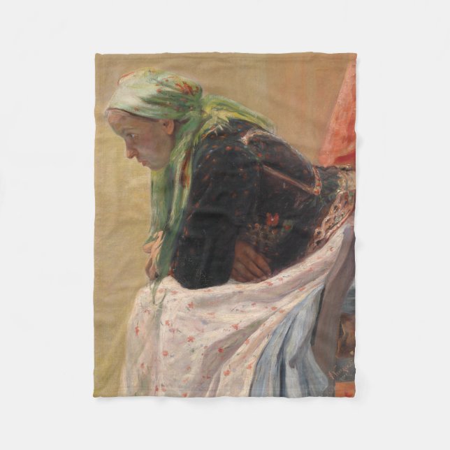 Frau Deep in Thought (von Oleksa Novakivskiy) Fleecedecke (Vorderseite)