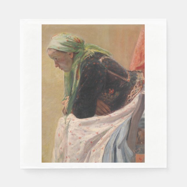 Frau Deep in Thought (von Oleksa Novakivskiy) Serviette (Vorderseite)