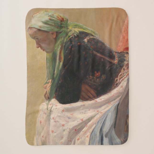 Frau Deep in Thought (von Oleksa Novakivskiy) Sherpadecke (Vorderseite)