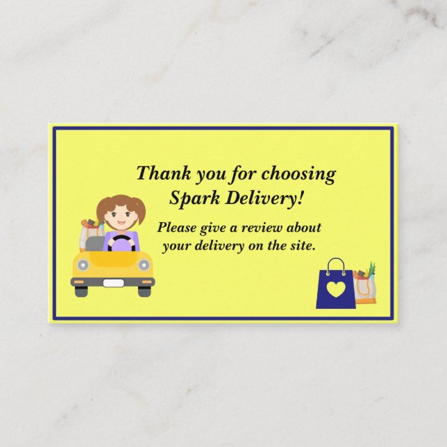 FRAU Delivery Driver Vielen Dank, dass Sie die Übe Visitenkarte (Vorderseite)