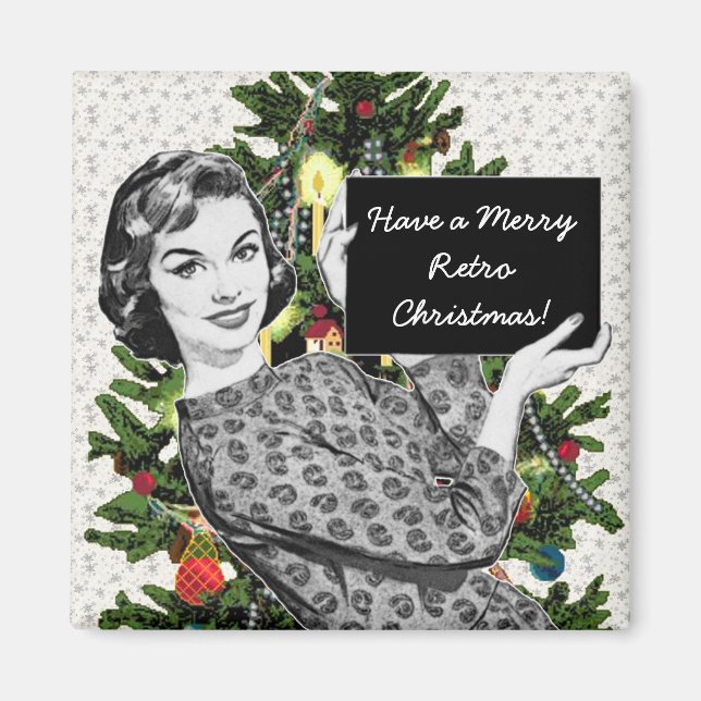 Frau der 50er Jahre mit einem Weihnachtszeichen Magnet (Vorne)
