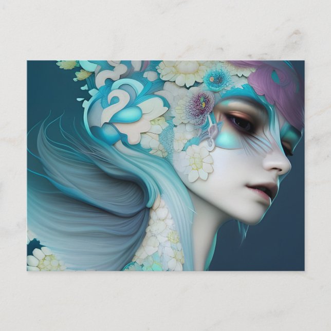 Frau der Blume Postkarte (Vorderseite)