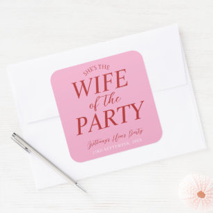 Frau der Party Pink Hühnerparty  Quadratischer Aufkleber