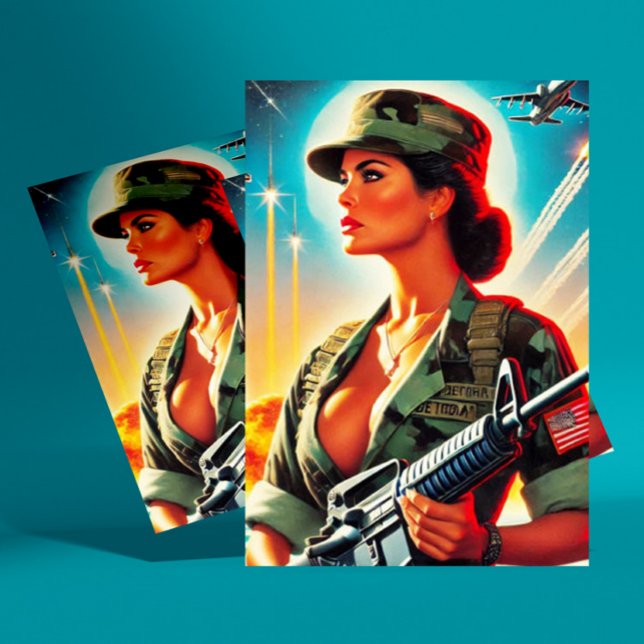 Frau der Vintagen Armee Postkarte (Von Creator hochgeladen)