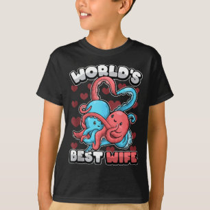 Frau der Welt Süße Kawaii-Oktopus Herz Süßes Paar T-Shirt