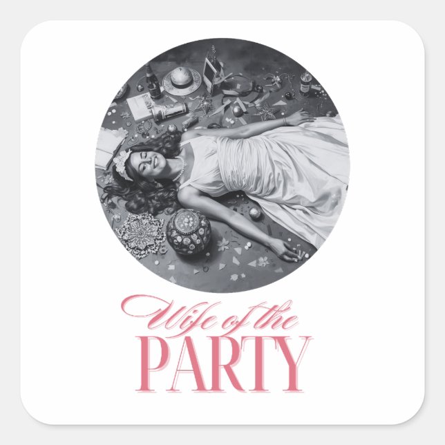 Frau des Party Designs | Brautparty Quadratischer Aufkleber (Vorderseite)