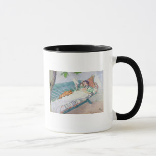 Frau, die auf einer Bank, 1913 liegt Tasse