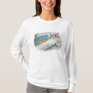 Frau, die auf einer Bank liegt, 1913 (w/c auf T-Shirt