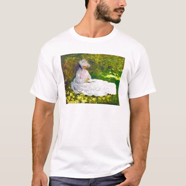 Frau, die Claude Monet liest T-Shirt (Vorderseite)