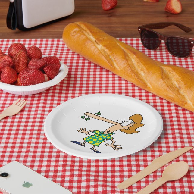 Frau, die erzählt hat, pappteller (Von Creator hochgeladen)