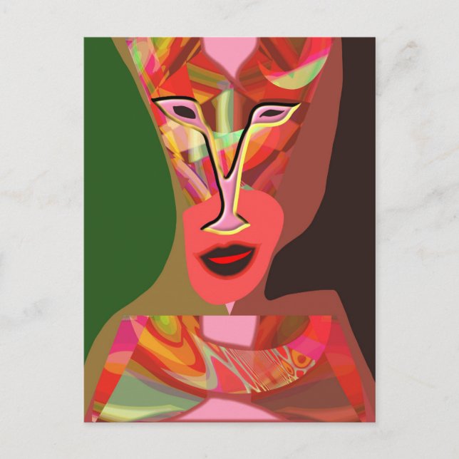 Frau, die heiße Musik hört Postkarte (Vorderseite)