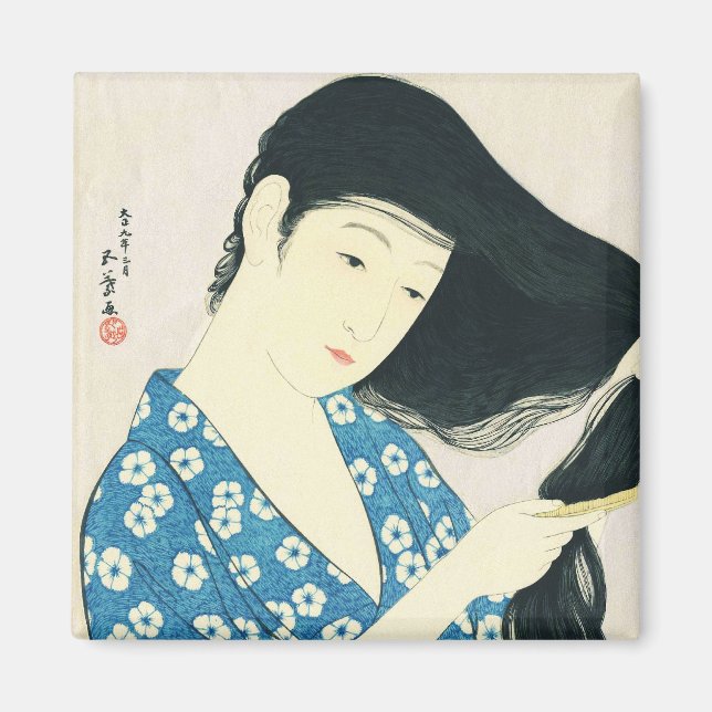 Frau, die ihr Haar Hashiguchi Goyo bekommt Magnet (Vorne)