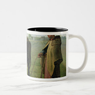 Frau, die ihre Kuh, 1858 weiden lässt Zweifarbige Tasse
