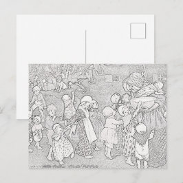 FRAU, DIE IN EINEM SHOE LEBTE | Paintable Postcard Postkarte