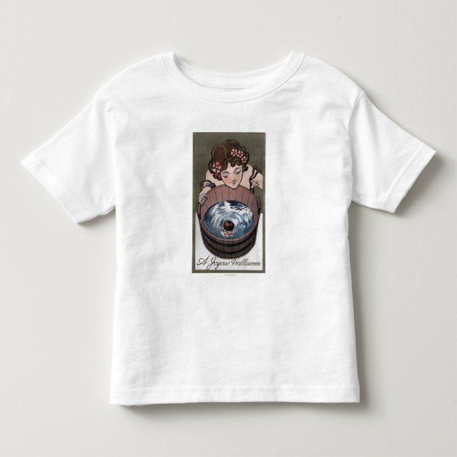 Frau, die nach Holzfass schaut Kleinkind T-shirt (Vorderseite)