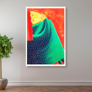 Frau, die nachdenkt Zeitgenössische Kunst Acrylmal Leinwanddruck