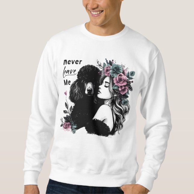 Frau, die Poodle mit Blume umarmt Sweatshirt (Vorderseite)