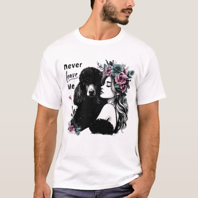 Frau, die Poodle mit Blume umarmt T-Shirt (Vorderseite)
