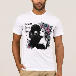 Frau, die Poodle mit Blume umarmt T-Shirt
