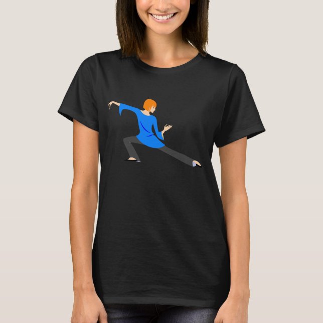 Frau, die Tai Chi oder Yoga-T - Shirt macht (Vorderseite)