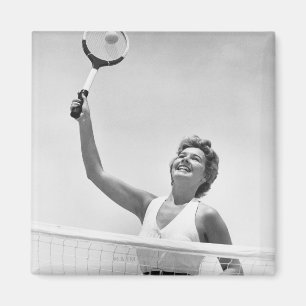 Frau, die Tennis 2 spielt Magnet