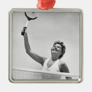 Frau, die Tennis 2 spielt Ornament Aus Metall