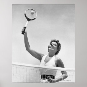 Frau, die Tennis 2 spielt Poster