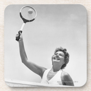 Frau, die Tennis 2 spielt Untersetzer