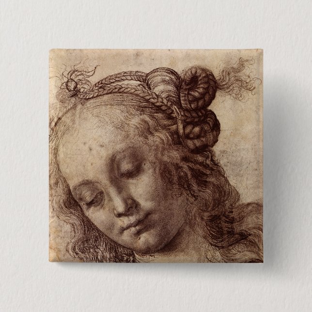 Frau, die unten schaut button (Vorderseite)