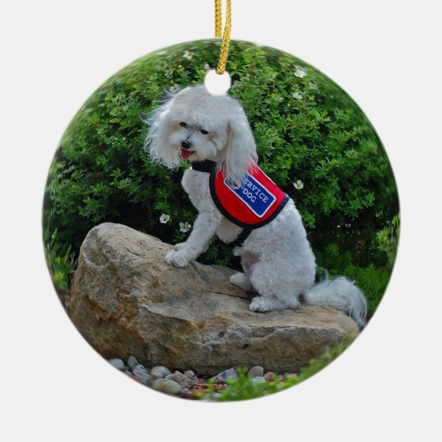 Frau Dolly MaltiPoo Keramik Ornament (Vorne)