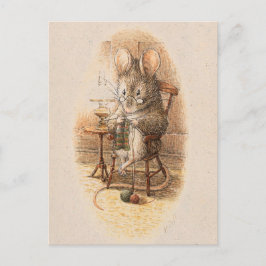 Frau Dormouse Knitting Postkarte