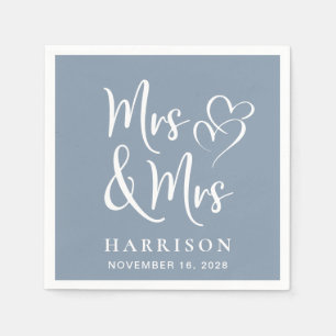 Frau Dusty Blue Wedding Reception Serviette