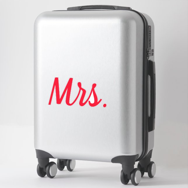 Frau Ehefrau Couple Monogram Red Bold Custom Aufkleber (Koffer)