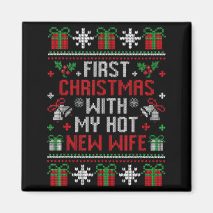 Frau Ehemann erstes Weihnachten gerade geheiratet  Magnet