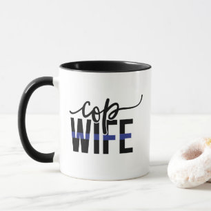 Frau eines Polizisten Thin Blue Line Unterstützt u Tasse