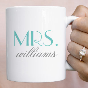 Frau Elegant Aqua Personalisiert Wedding Monogram Kaffeetasse