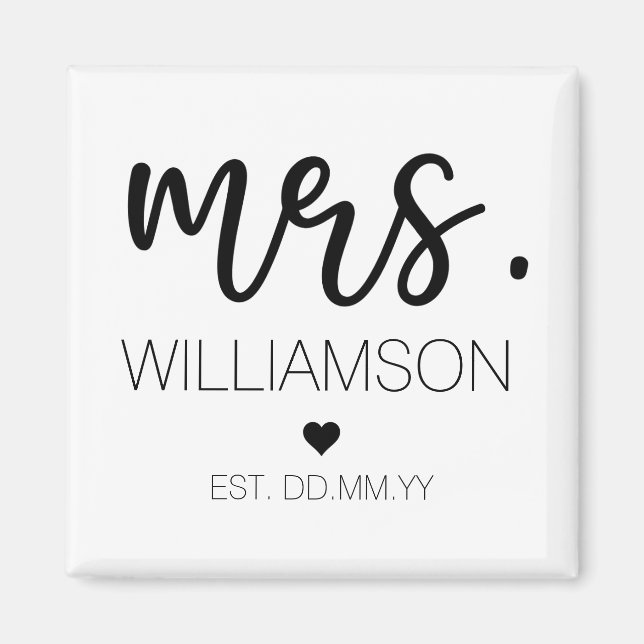 Frau Elegant Individuelle Name Wedding New Couple  Magnet (Vorne)