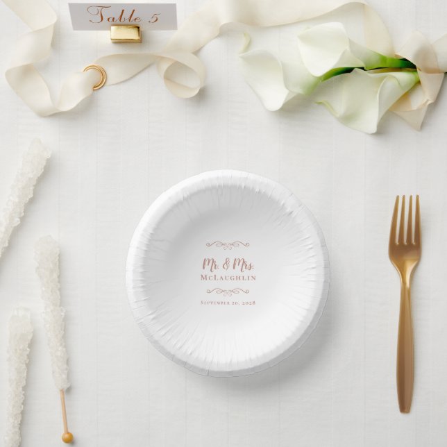 Frau Elegant Weddings Empfang Party Rose Gold Pappteller (Hochzeit)